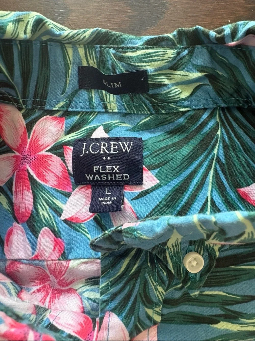 J. Crew Blue Tropical Floral Short-Sleeve Button-Down